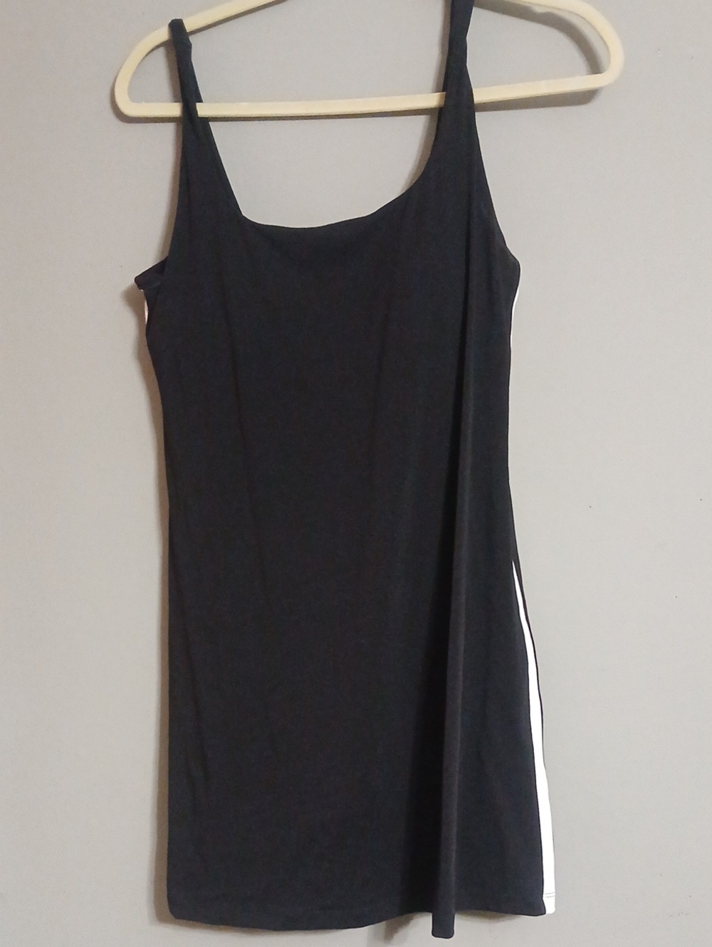 Black Slip Dress with Side Stripe